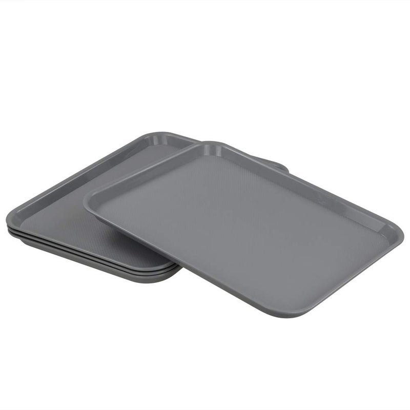 Begale Plastic Fast Food Serving Tray, Large Kitchen Dinner Tray, Set of 4, Grey - Image 4